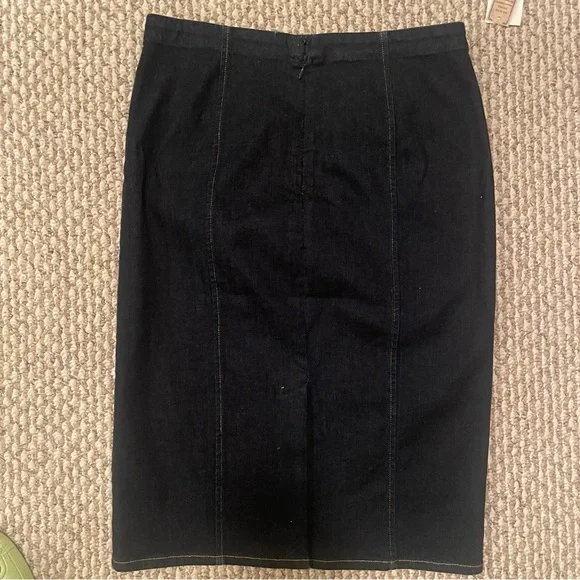 New With Tags | Ralph Lauren Indigo Blue Denim Knee Length Pencil Skirt | Size 6 - Picture 3 of 11